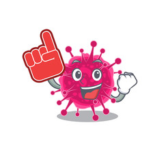 Picornaviridae presented in cartoon character design with Foam finger