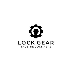 Creative modern gear logo with lock hole sign icon vector industrial