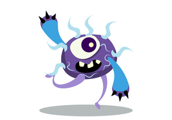 Illustration vector graphic of cute bacteria character running. Vector cartoon illustration of a virus, bacteria. Cartoon microbes. Simple vector illustration EPS10 isolated on white background.