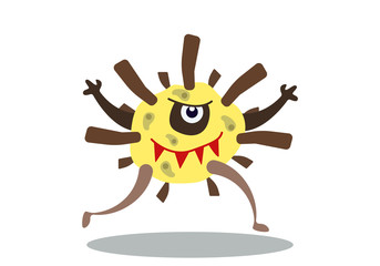 Illustration vector graphic of cute bacteria character running. Vector cartoon illustration of a virus, bacteria. Cartoon microbes. Simple vector illustration EPS10 isolated on white background.