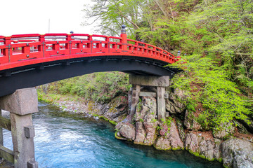 Red bridge in Japan.