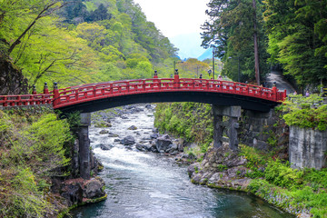 Red bridge in Japan.