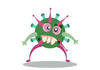 Illustration vector graphic of cute bacteria character running. Vector cartoon illustration of a virus, bacteria. Cartoon microbes. Simple vector illustration EPS10 isolated on white background.
