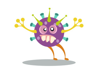 Illustration vector graphic of cute bacteria character running. Vector cartoon illustration of a virus, bacteria. Cartoon microbes. Simple vector illustration EPS10 isolated on white background.