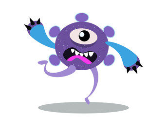 Illustration vector graphic of cute bacteria character running. Vector cartoon illustration of a virus, bacteria. Cartoon microbes. Simple vector illustration EPS10 isolated on white background.
