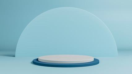 3d render of minimal style podium or pedestal on pastel background.Abstract concept.