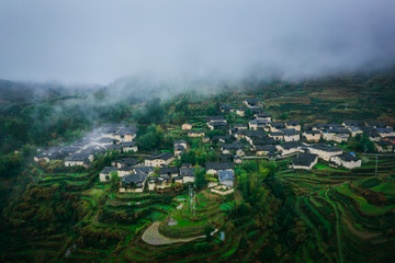 panorama view of Chinese ancient historic village in Zhejiang province