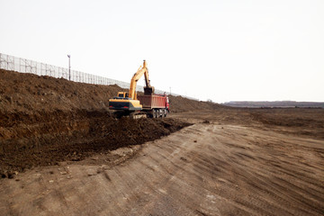 excavator on construction site