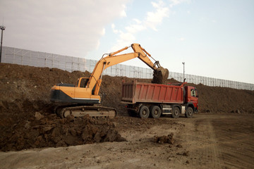excavator on construction site