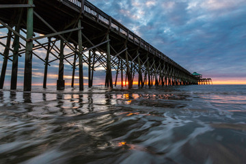 pier ocean sunrise water movement