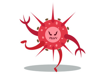 Illustration vector graphic of cute bacteria character running. Vector cartoon illustration of a virus, bacteria. Cartoon microbes. Simple vector illustration EPS10 isolated on white background.