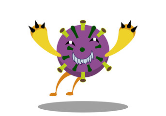 Illustration vector graphic of cute bacteria character running. Vector cartoon illustration of a virus, bacteria. Cartoon microbes. Simple vector illustration EPS10 isolated on white background.