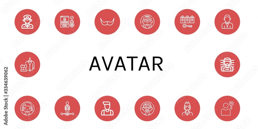 Poster avatar simple icons set