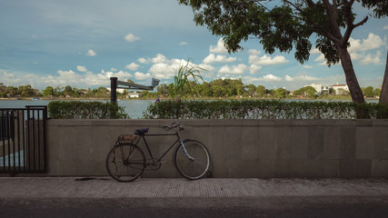 old bicycle and the lake