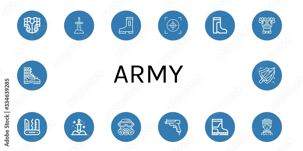 Poster army simple icons set
