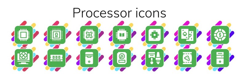 Modern Simple Set of processor Vector filled Icons