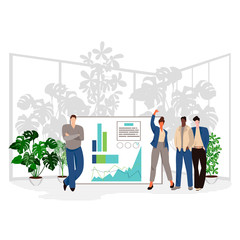 Obraz premium office worker. vector illustration of a group of businessmen at a presentation. teamwork