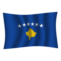Kosovo flag background with cloth texture. Kosovo Flag vector illustration eps10. - Vector