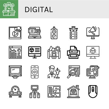 digital simple icons set