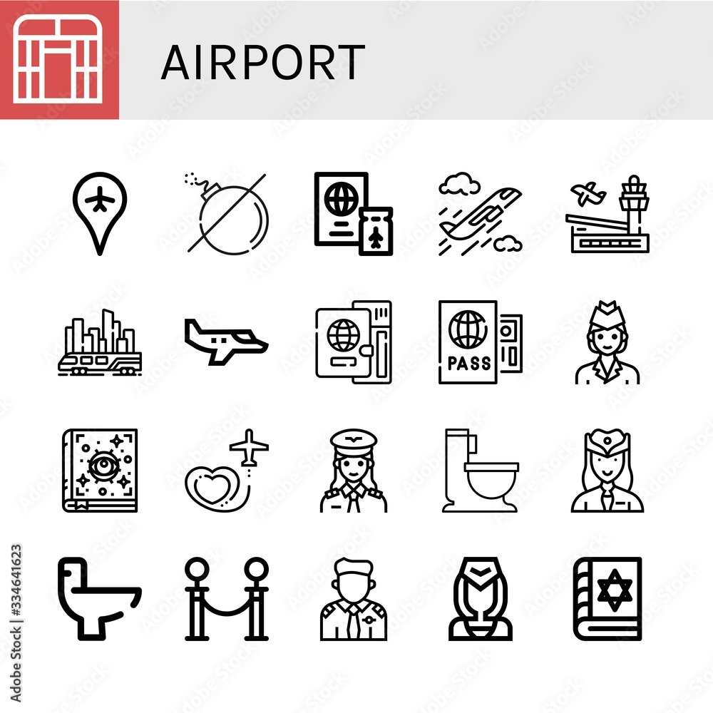 Poster airport simple icons set