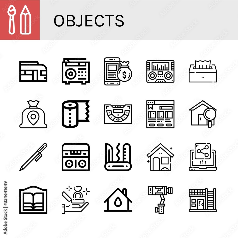 Poster objects simple icons set