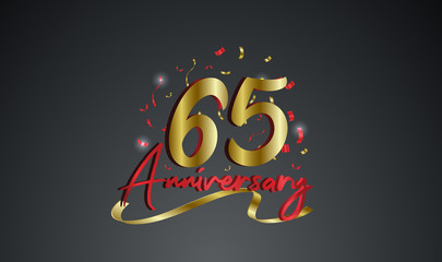 Anniversary celebration background. with the 65th number in gold and with the words golden anniversary celebration.