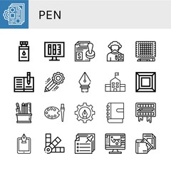 pen simple icons set