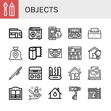 objects simple icons set