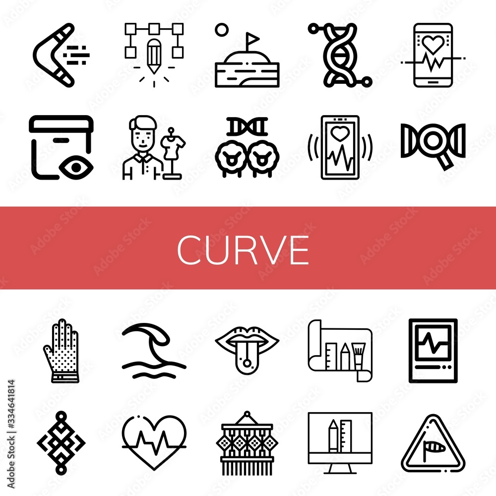 Poster set of curve icons
