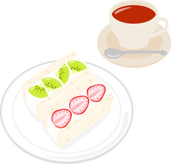 フルーツサンドと紅茶