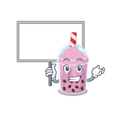 An icon of taro bubble tea mascot design style bring a board