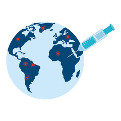 world planet earth with syringe isolated icon vector illustration design