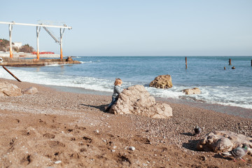 Beautiful panoramic views of the sea in the Black Sea, landscape, coastal travel and nature