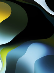 Fluid abstract background with colorful gradient. 2D illustration of modern movement.