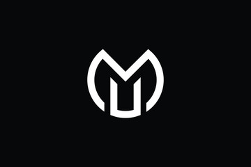 Minimal elegant monogram art logo. Outstanding professional trendy awesome artistic MU UM initial based Alphabet icon logo. Premium Business logo White color on black background