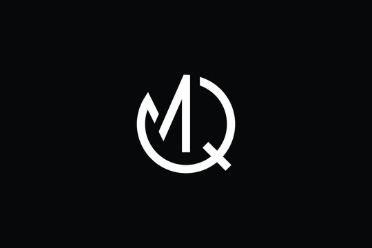 Minimal elegant monogram art logo. Outstanding professional trendy awesome artistic MQ QM initial based Alphabet icon logo. Premium Business logo White color on black background