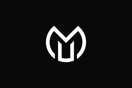 Minimal elegant monogram art logo. Outstanding professional trendy awesome artistic MU UM initial based Alphabet icon logo. Premium Business logo White color on black background
