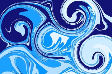 Fototapeta na wymiar Abstract background in the form of swirled paint. Twisting the colors of blue, blue and white imitate the filling with acrylic.