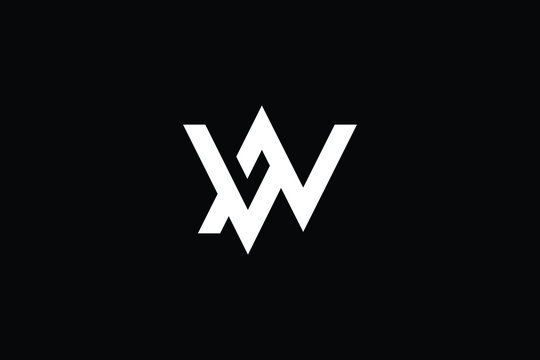 Minimal elegant monogram art logo. Outstanding professional trendy awesome artistic WN NW initial based Alphabet icon logo. Premium Business logo White color on black background