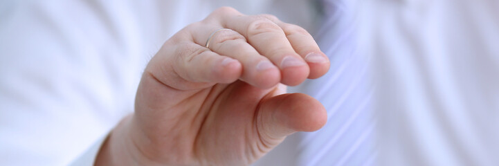 Male arms articulating during conference conversation in office closeup. Suggestion illustrate offer proposition bribe demand concept