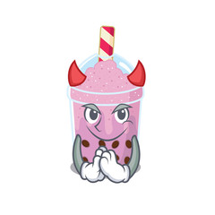 Taro bubble tea dressed as devil cartoon character design style