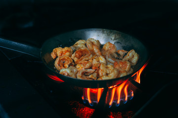 Delicious gourmet shrimp toast with vegetables