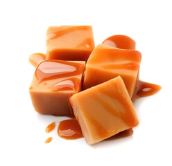 Caramel candies with caramel topping