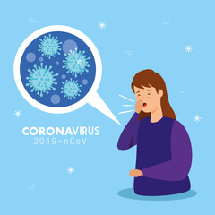 woman sick of coronavirus 2019 ncov vector illustration design