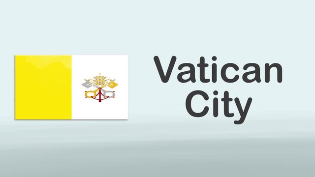 3d Presentation promo intro in white background with a colorful ribon of the flag and country of Vatican City