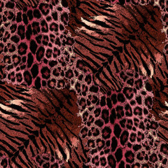 Seamless Stylized tiger and leopard skin. Textile printing for bedding, jackets, packaging design, fabrics and fashion concepts.