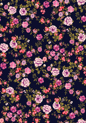 beautifull floral  Shabby chic vintage roses, tulips and forget-me-nots vintage seamless pattern, classic chintz floral repeat background pattern for web and print