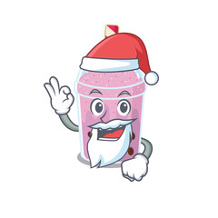 Taro bubble tea Santa cartoon character with cute ok finger