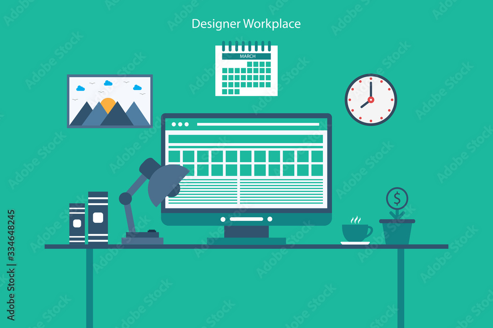 Aufkleber modern designer workspace with desktop computer