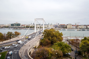 Erzsebet bridge throuth Danube in Budapest Hungary